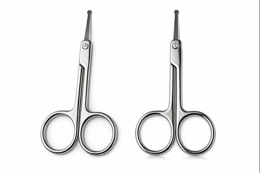 Safety Cut Nose Hair Scissors Pack of 2 - Stainless Steel Rounded Tip