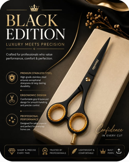 Salon Scissor 6 Inch - Professional Hair Cutting Scissor | Black Orange