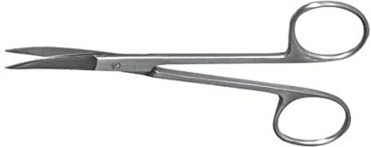 Pair of surgical scissors on a white background