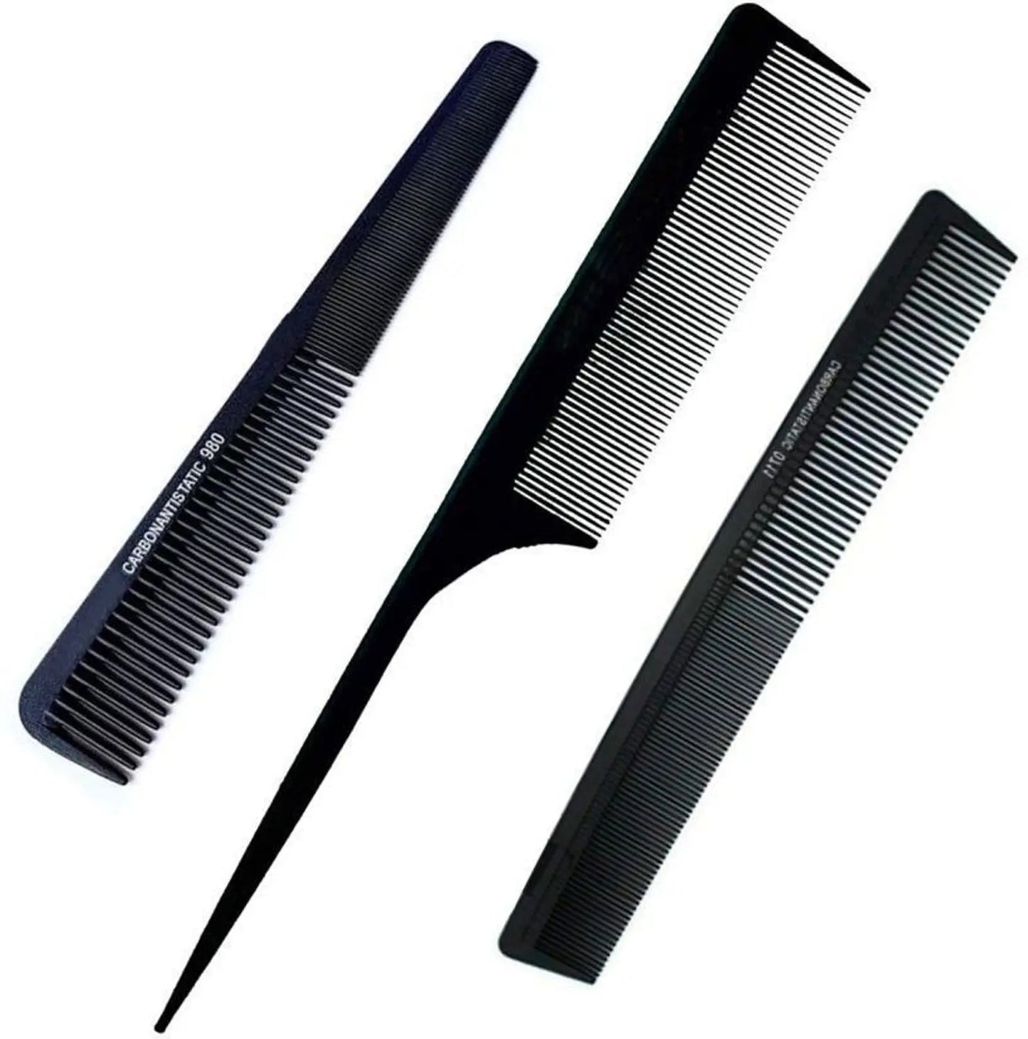 Professional Carbon Anti-Static Hair Comb Set – Precision Cutting, Styling & Sectioning (Set of 3)