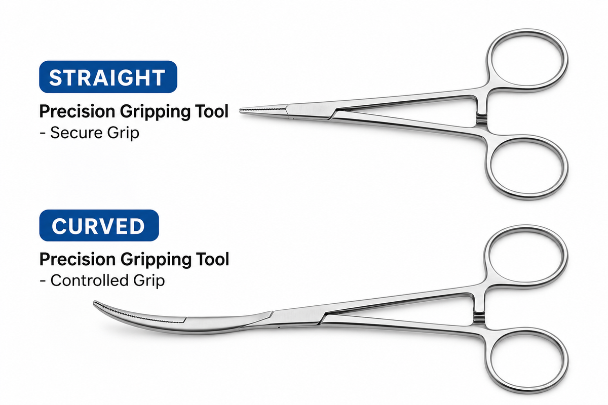 DHANISHKA Straight & Curved Precision Forceps Combo 7 Inch – Stainless Steel
