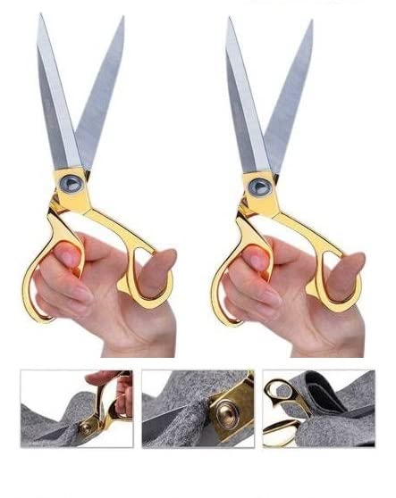 9.5” & 10.5” Tailoring Scissors Combo Set – Heavy Duty Cloth Cutting Shears with Golden Brass Handle