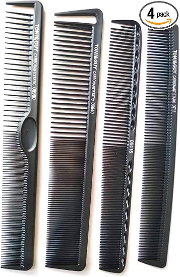 TONI & GUY Professional Carbon Antistatic Comb (Black) (Pack of 4)