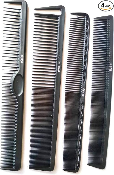 4 pcs professional detangling hair comb set black