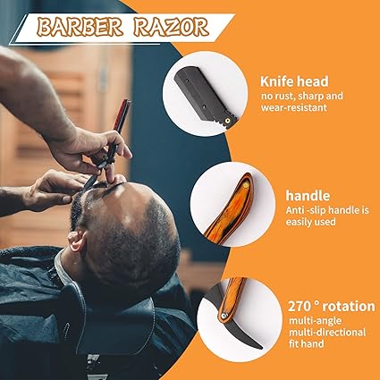 DHANISHKA Crocodile-Shape Folding Barber Razor 6" – Wooden Handle Straight Shaving Razor