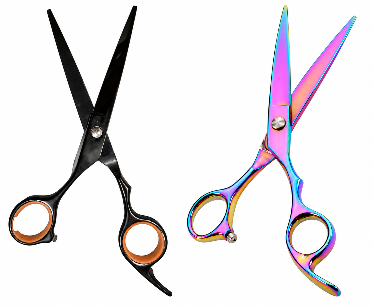 Professional Hair Cutting Scissors Set  5.5" – Black & Rainbow Stainless Steel Salon Shears