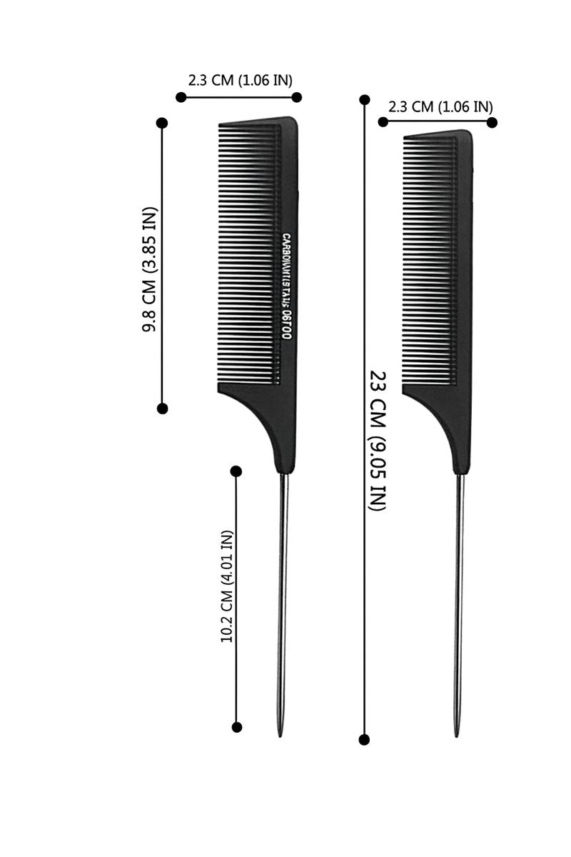 Professional Rat Tail Comb – Pack of 2 4 or 6 | Carbon Anti-Static Sectioning Comb for Salon & Styling Use