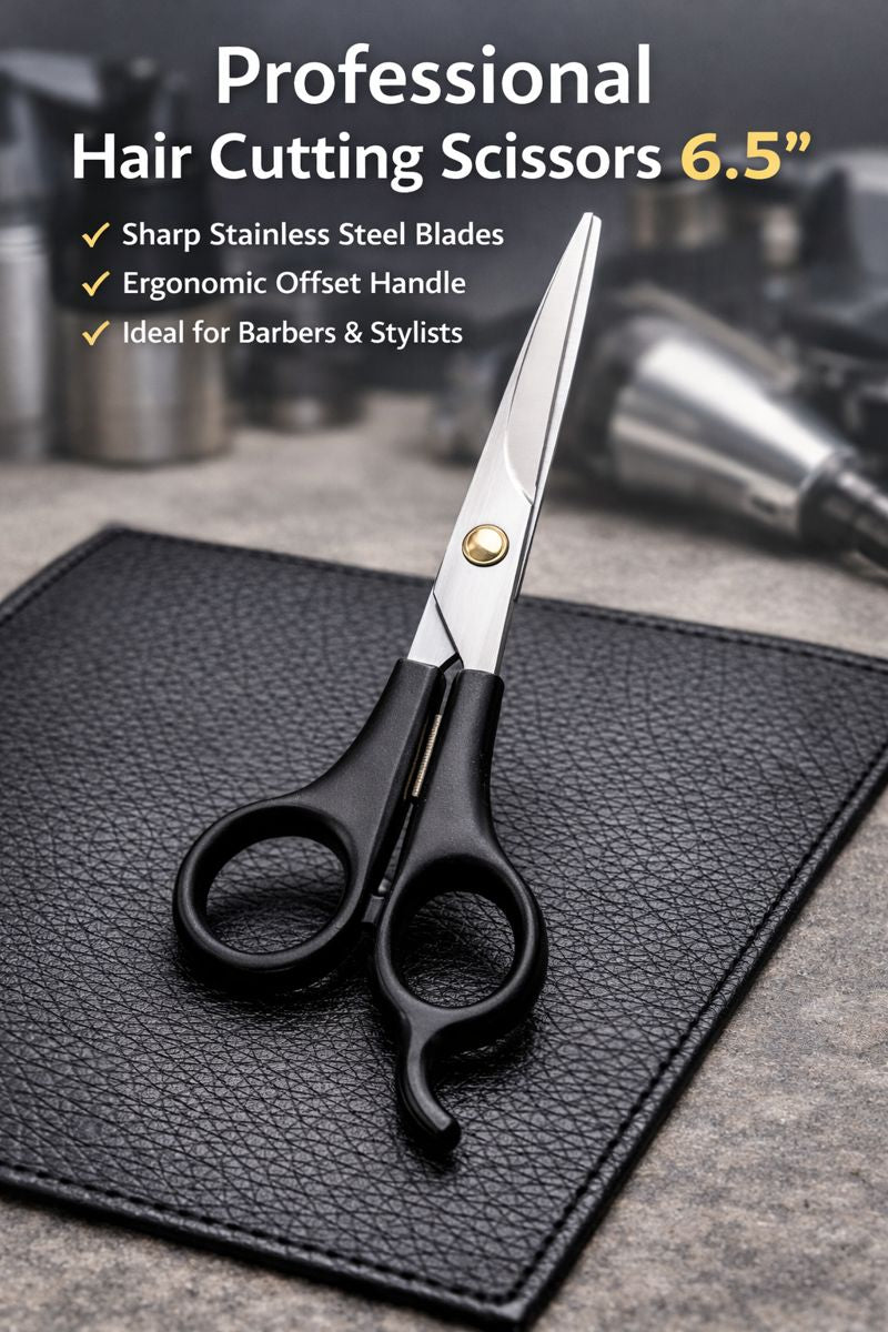 6.5 Inch Professional Hair Cutting Scissors – Stainless Steel Salon Shears (Black) | Dhanishka