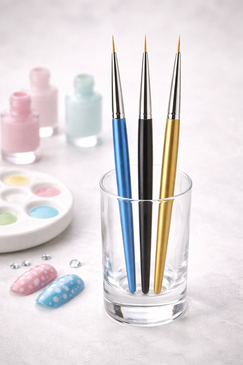 Professional Nail Art Dotting & Painting Tools Set – 8 Pieces Double-Ended Dotting Pens & Fine Detail Brushes for Nail Design, Mandala & DIY Crafts