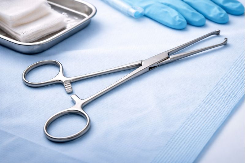 DHANISHKA Stainless Steel Surgical Tissue Forceps 2×3 Teeth – Straight Locking Ring Handle