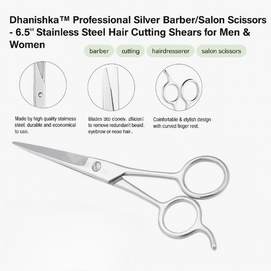 Dhanishka™ Stainless Steel Hair Cutting Scissors – Professional Barber & Salon Shears (6.5" / 7.5")