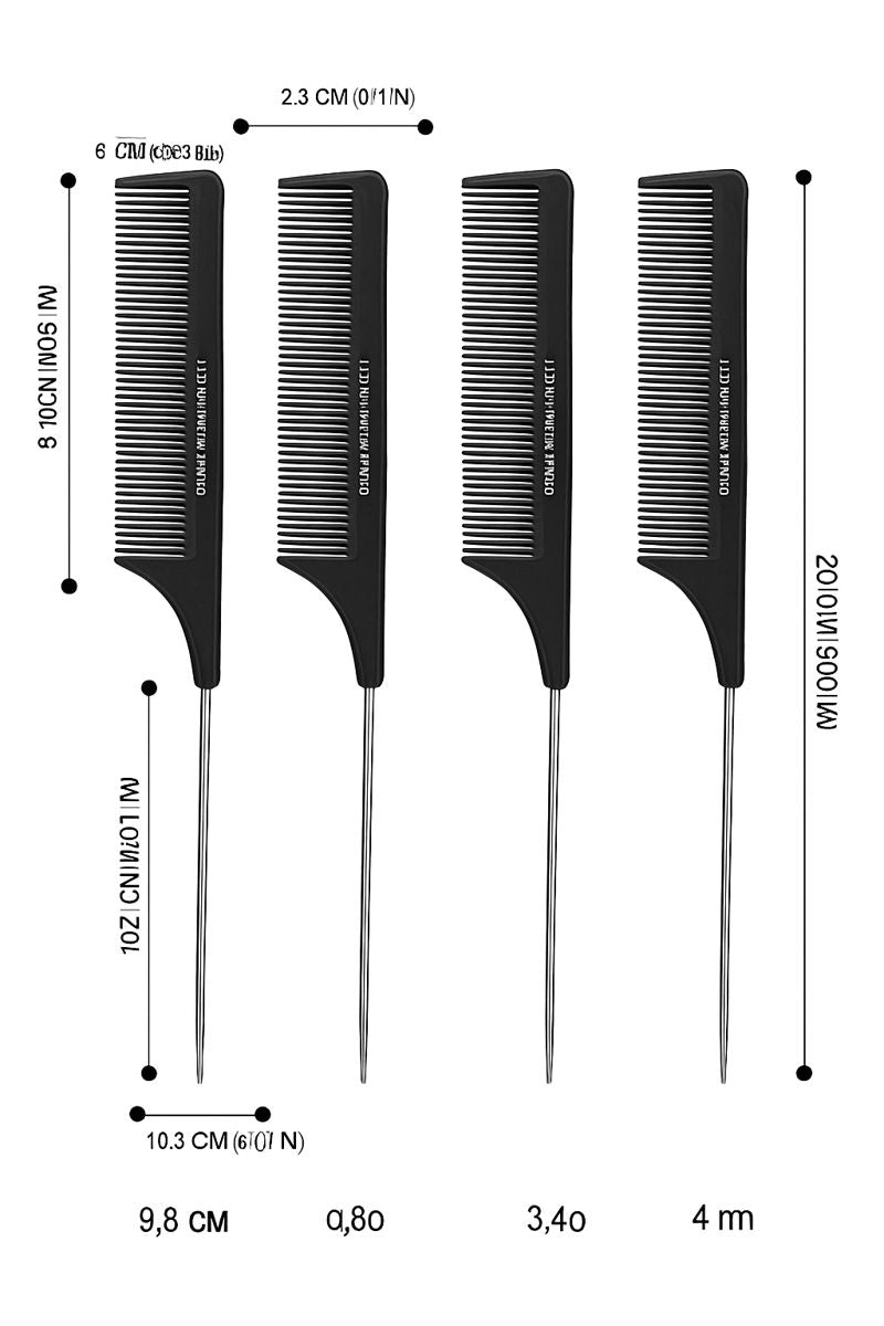 Professional Rat Tail Comb – Pack of 2 4 or 6 | Carbon Anti-Static Sectioning Comb for Salon & Styling Use