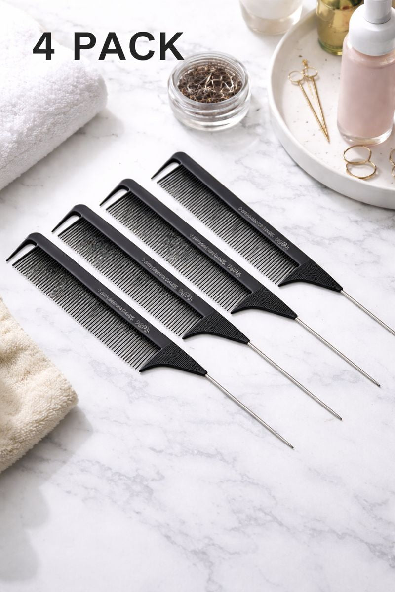 Professional Rat Tail Comb Set – Fine Tooth Sectioning Comb (2 Pack / 4 Pack)