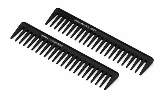 Black Carbon Fiber Tooth Comb - Anti-Static Heat Resistant Detangling Comb