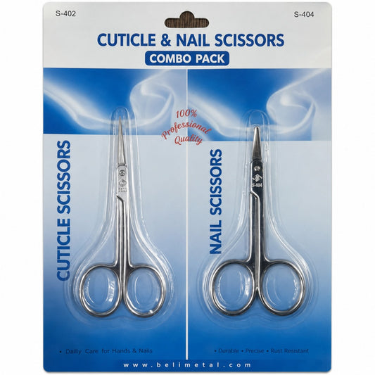 Imported Cuticle & Nail Scissors Combo Pack – Stainless Steel Grooming Scissors for Manicure, Pedicure & Personal Care (Pack of 2)