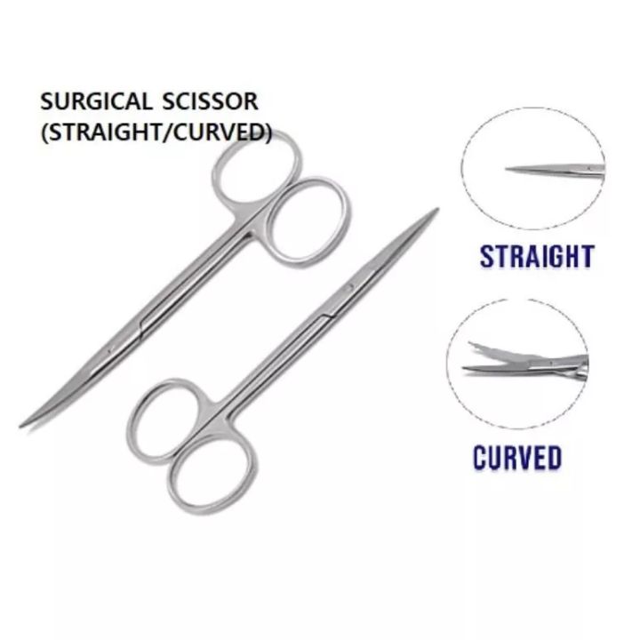 Surgical Scissor Straight & Curved – Stainless Steel Medical Operating Scissors for Surgical, Veterinary & Clinical Use (Silver)