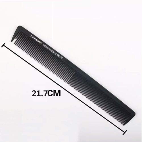 Black plastic hair comb shown diagonally on a white background with a measurement line and text indicating 21.7CM length.