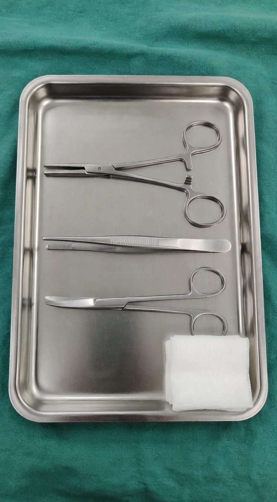 Stainless Steel Surgical Set of 3 - Artery Forceps Straight 6 Inch, Dressing Forceps Straight 6 Inch and Dressing Scissors Curved 6 Inch - For Hospital, Clinic, First Aid