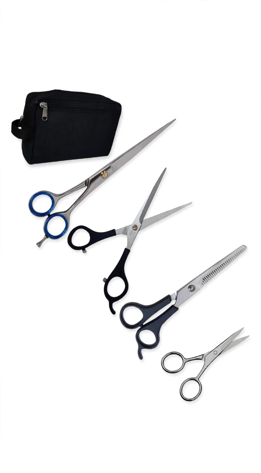 Dhanishka 9-in-1 Professional Hair Cutting Scissors Kit | 4 Scissors (Hair, Thinning, Moustache, Beard), 3 Combs, Razor Ustra & Portable Bag | Salon Grade Barber Kit for Men