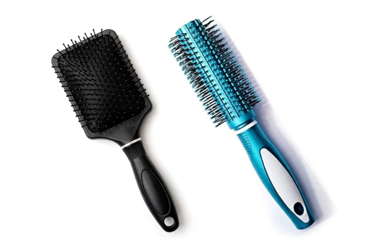 Paddle & Round Hair Brush Combo - 2 Pcs Set