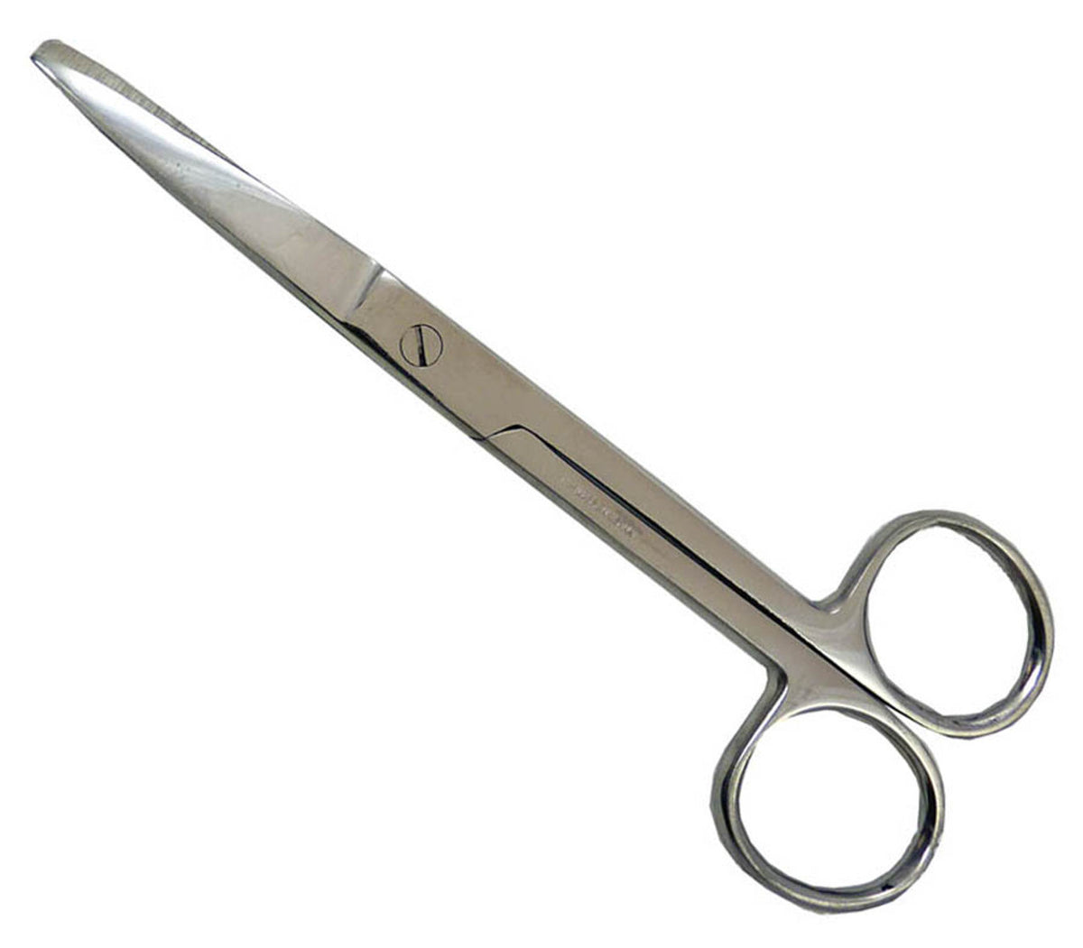 Pair of silver scissors on a white background