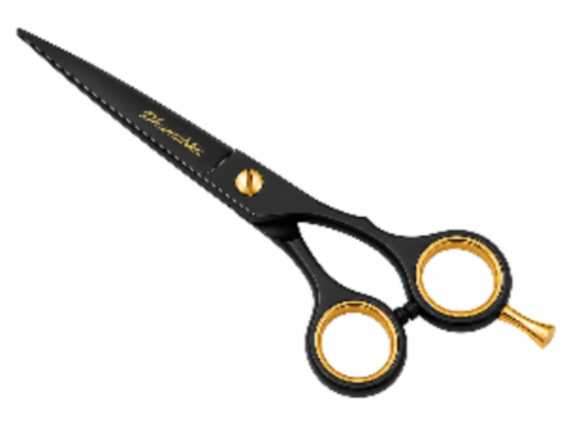 Black hair shears with gold accents and the brand name 'Dziubiński' printed on the blade, shown on a plain white background.