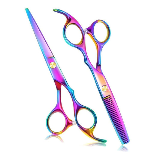 Hair Cutting & Thinning Scissors Set 6 Inch Rainbow - Barber Shears Set