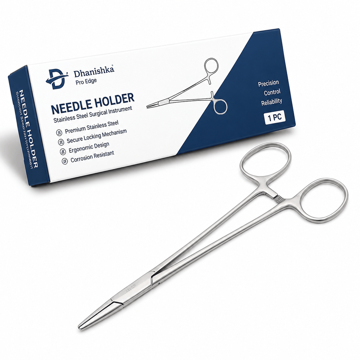 Dhanishka needle holder with packaging on a white background