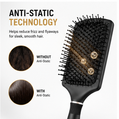 Premium Paddle Hair Brush for Women & Men | Gentle Detangling, Anti-Frizz & Anti-Static | Soft Cushion Hair Brush for Wet & Dry Hair, Curly, Straight & Thick Hair