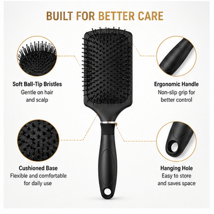 Dhanishka ProEdge paddle detangling brush for curly, straight, thick, and fine hair