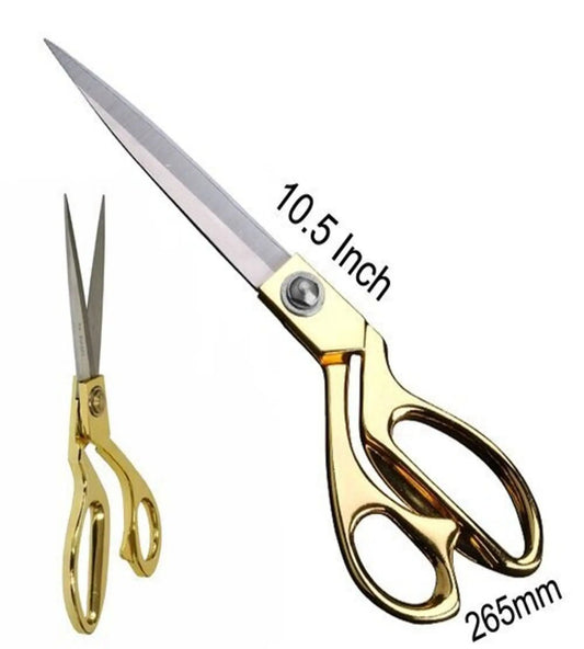 Professional Golden Steel Tailoring Scissors 10.5" – Heavy Fabric Cutting Scissor for Tailors & Designers