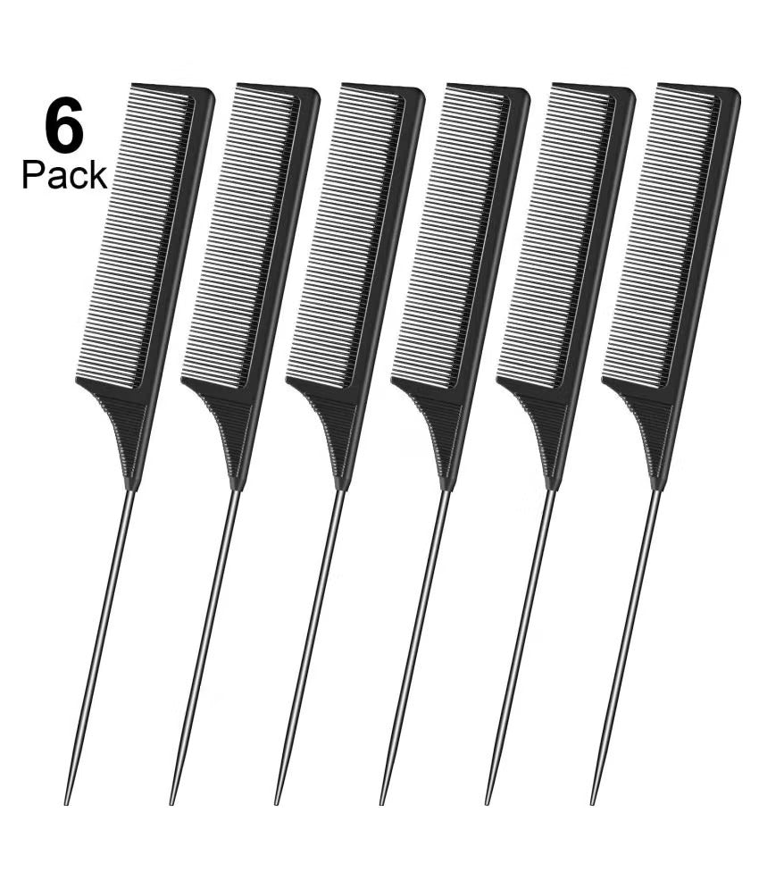 Professional Rat Tail Comb – Pack of 2 4 or 6 | Carbon Anti-Static Sectioning Comb for Salon & Styling Use