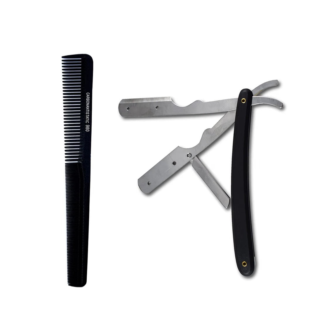 Manual Razor Ustra with Comb Set Stainless Steel Folding Straight Razor for Professional Shaving and Beard Styling