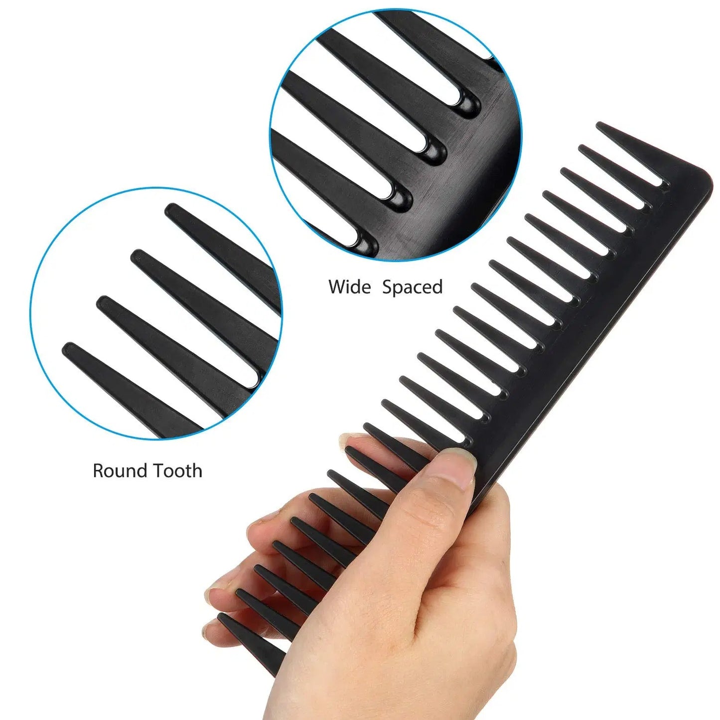 Professional Carbon Anti-Static Wide Tooth Rake Comb – Detangling & Styling
