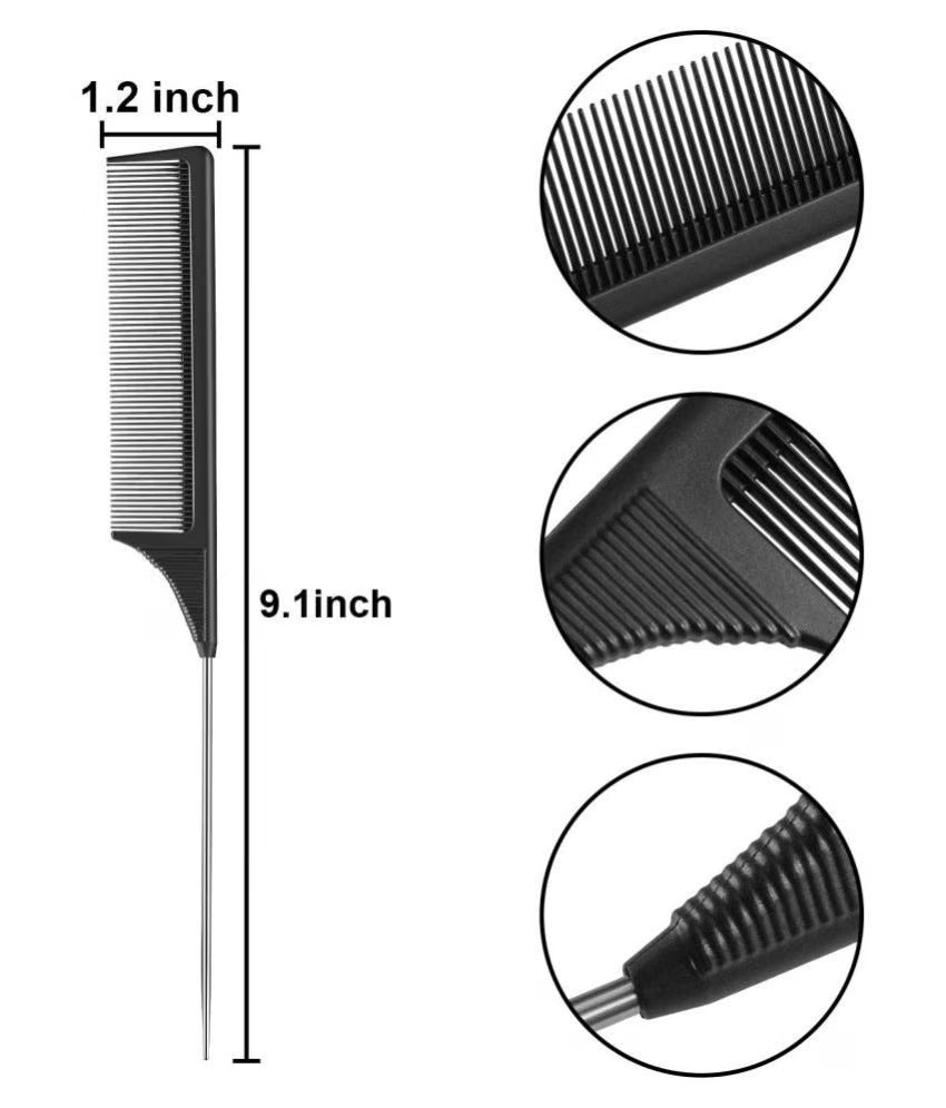 Professional Rat Tail Comb – Pack of 2 4 or 6 | Carbon Anti-Static Sectioning Comb for Salon & Styling Use