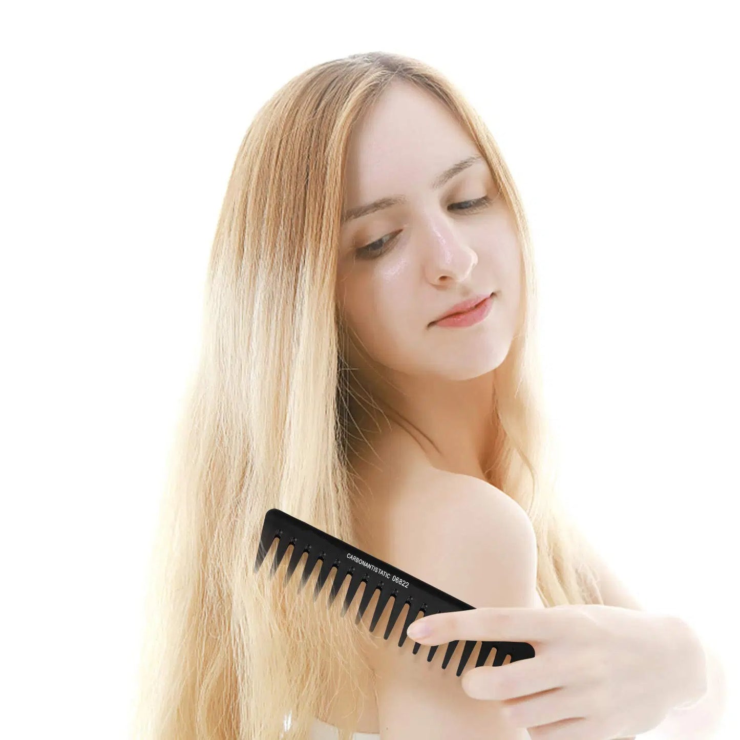 Professional Carbon Anti-Static Wide Tooth Rake Comb – Detangling & Styling