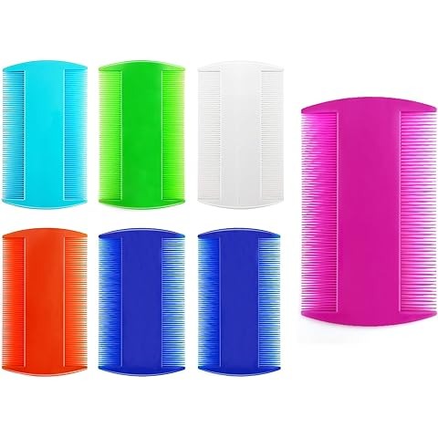 Pack of 7 Double-Sided Lice Combs | Fine Tooth Plastic Nit Comb Set for Head Lice & Nits