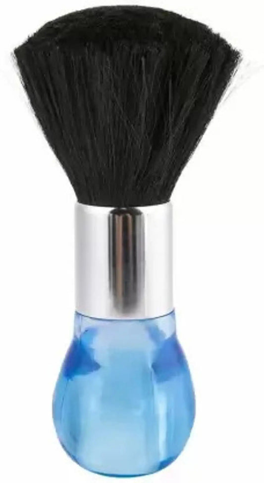 Professional Barber Neck Duster Brush with Soft Black Bristles and Blue Crystal Handle