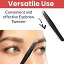 Professional Slant Tip Eyebrow Tweezers 4" – Precision Hair Removal Forceps (Black)