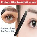 Professional Slant Tip Eyebrow Tweezers 4" – Precision Hair Removal Forceps (Black)