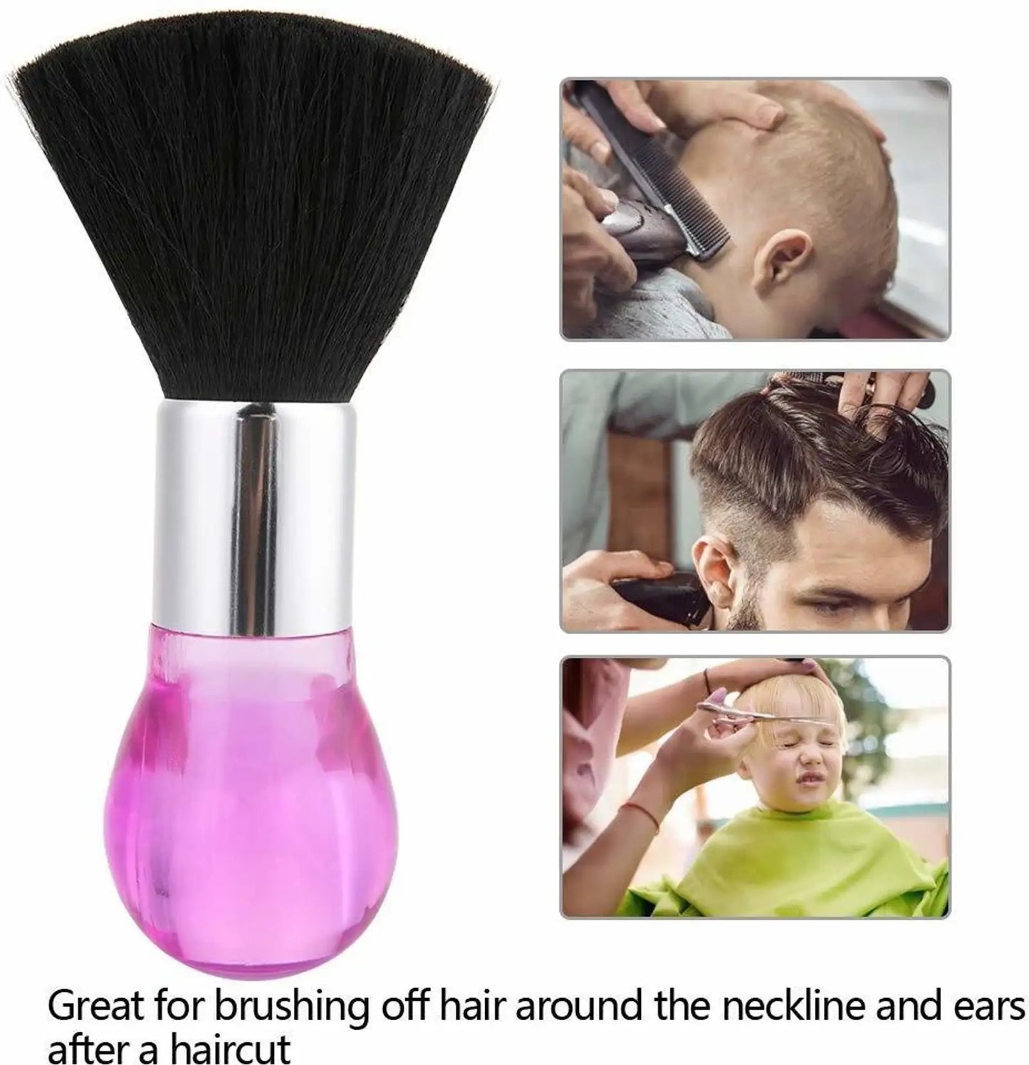 Professional Barber Neck Duster Brush – Soft Bristle Hair Cleaning Brush with Crystal Handle for Salon & Home Use