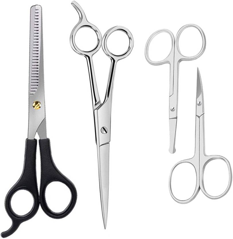 Professional 4-in-1 Grooming Scissor Combo – Hair Cutting, Thinning, Curved & Nasal Scissors
